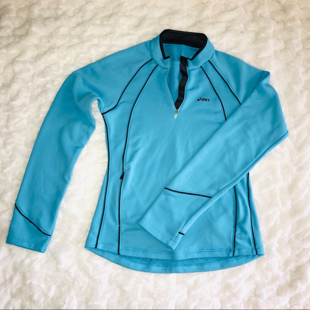 Asics Blue Workout Quarter Zip Pullover
